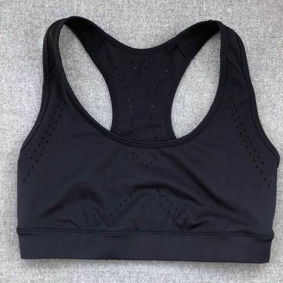 JOYLAB - Long Line Perforated Racerback Sports Bra - Black - Picture 1 of 5